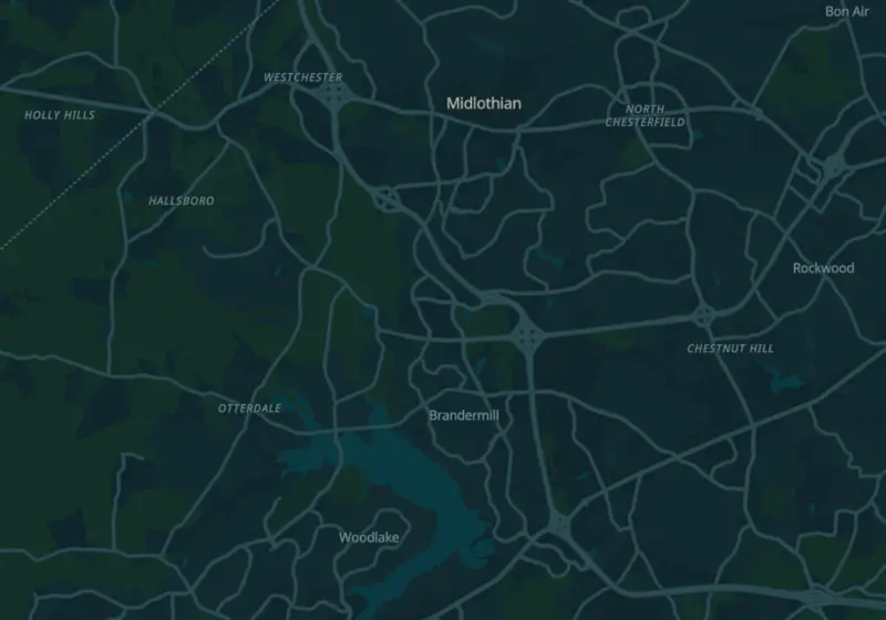 Map of Midlothian, VA with 5 verified clinic locations