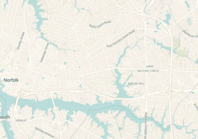Map showing Revolution Medicine Health and Fitness in Norfolk, VA and nearby listed clinics