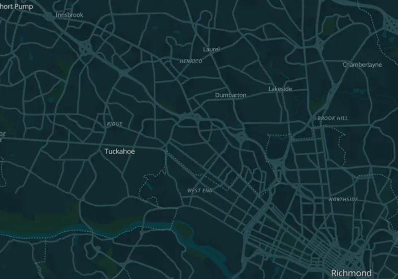 Map showing Evolve Aesthetics LLC in Richmond, VA and nearby listed clinics