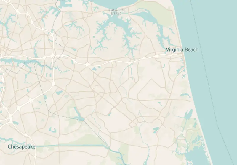 Map of Virginia Beach, VA with 30 verified clinic locations
