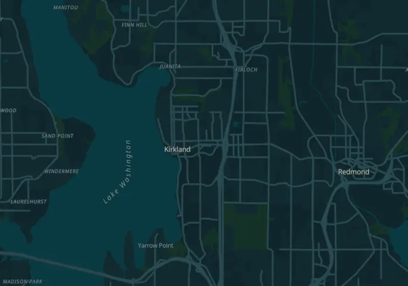 Map of Kirkland, WA with 5 verified clinic locations