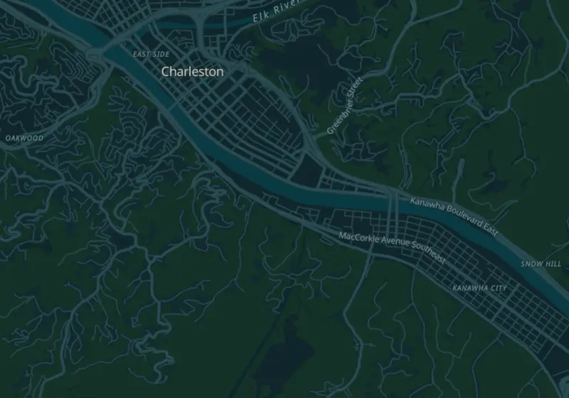 Map of Charleston, WV with 7 verified clinic locations