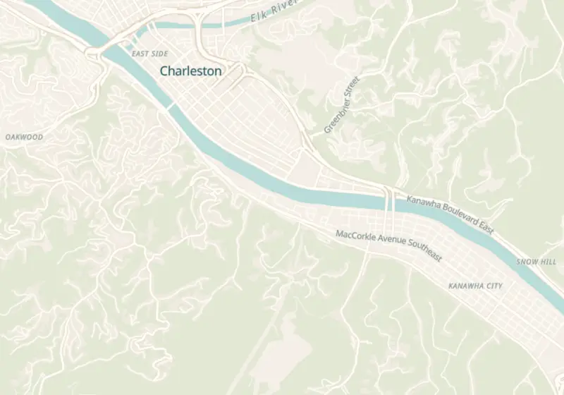 Map of Charleston, WV with 7 verified clinic locations