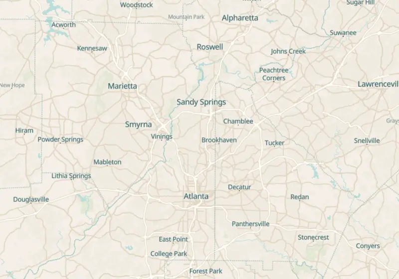 Map showing Age Well ATL in Smyrna, GA and nearby listed clinics