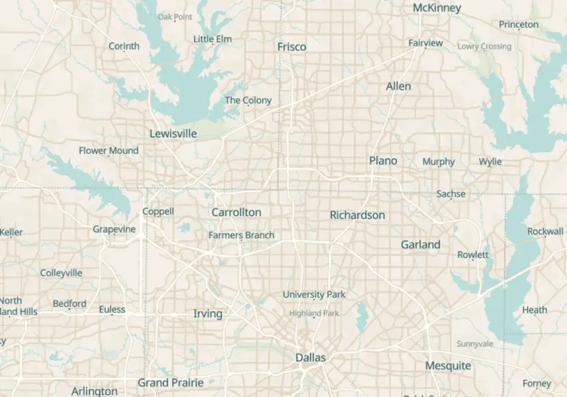 Map showing Regal Weight Loss Mesquite in Mesquite, TX and nearby listed clinics