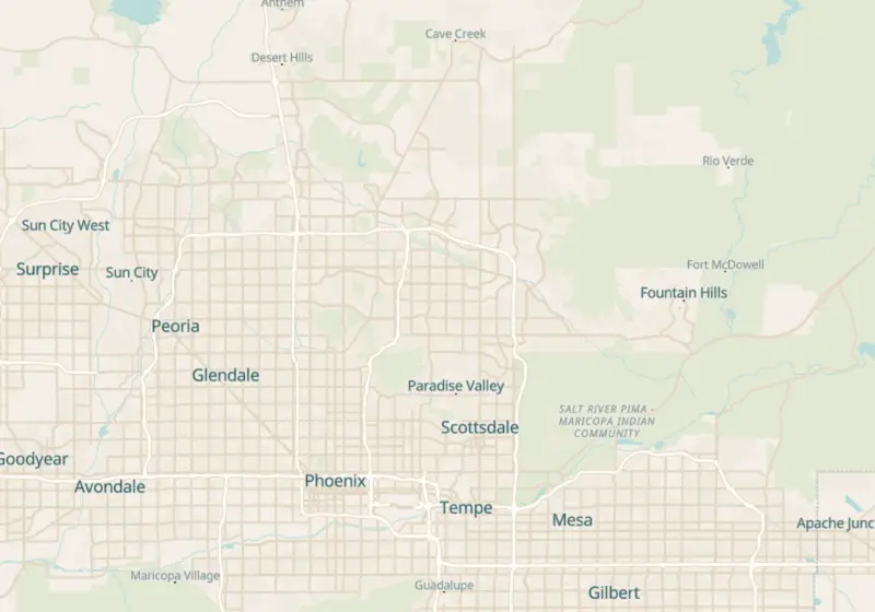 Map showing Carefree Weight Loss in Carefree, AZ and nearby listed clinics