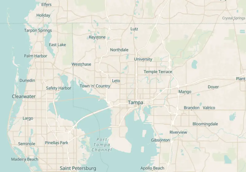 Map showing Options Medical Weight Loss Clinic in St. Petersburg, FL and nearby listed clinics