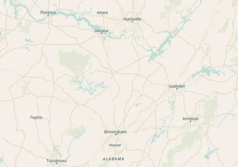 Map of Alabama metro areas with verified clinic locations