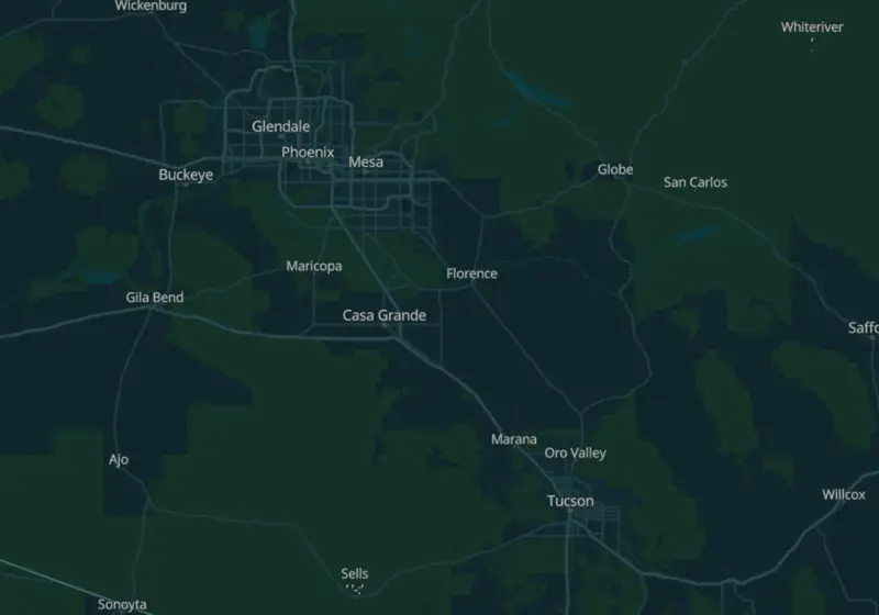 Map of Arizona metro areas with verified clinic locations