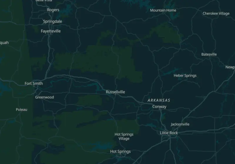 Map of Arkansas metro areas with verified clinic locations