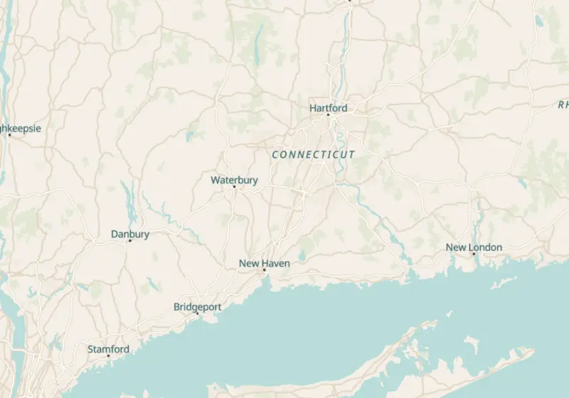 Map of Connecticut metro areas with verified clinic locations