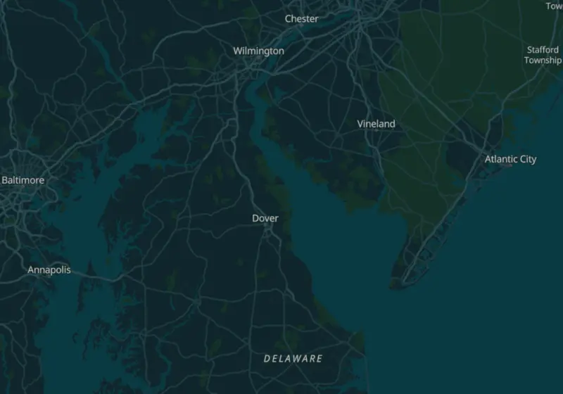 Map of Delaware metro areas with verified clinic locations