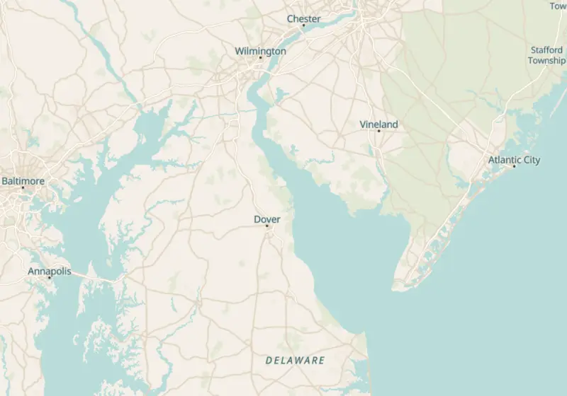 Map of Delaware metro areas with verified clinic locations