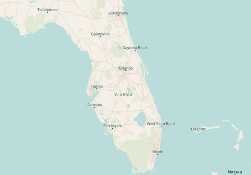 Map of Florida metro areas with verified clinic locations