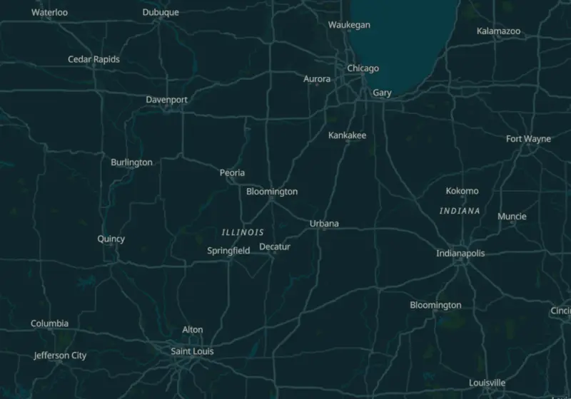Map of Illinois metro areas with verified clinic locations