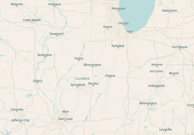 Map of Illinois metro areas with verified clinic locations