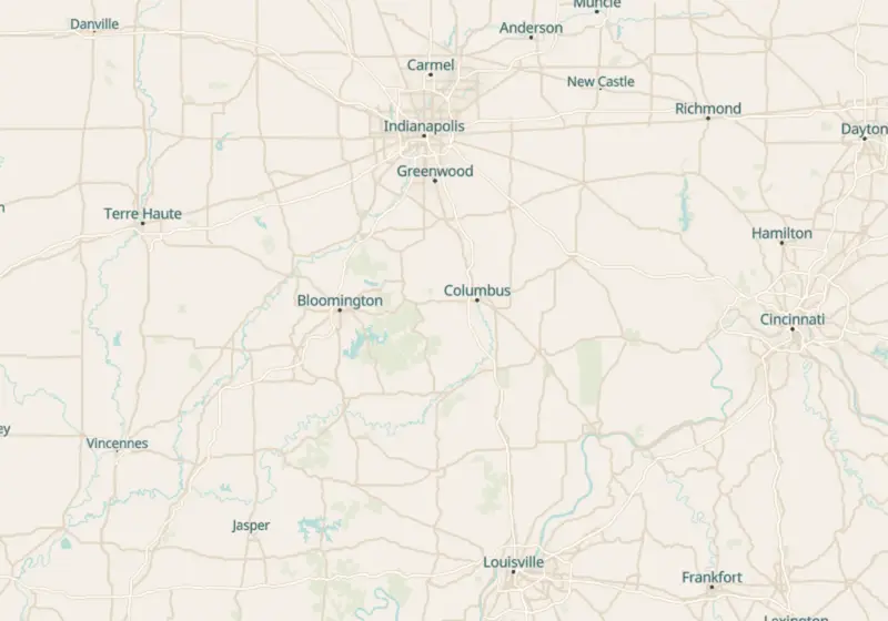Map of Indiana metro areas with verified clinic locations