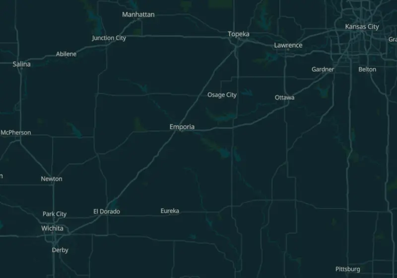 Map of Kansas metro areas with verified clinic locations