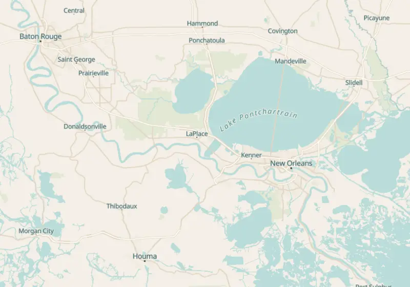 Map of Louisiana metro areas with verified clinic locations