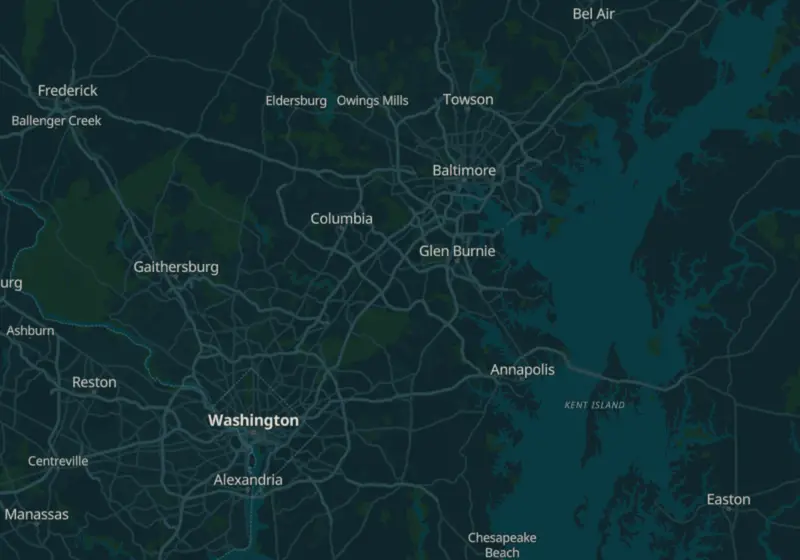 Map of Maryland metro areas with verified clinic locations