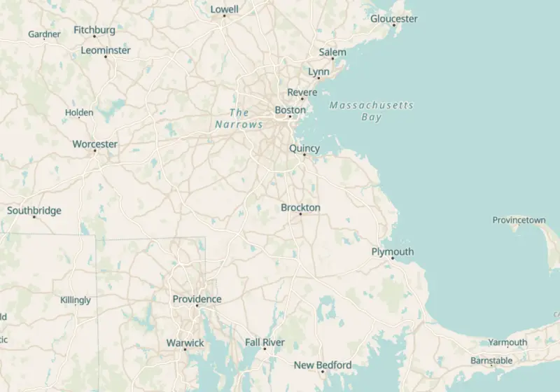 Map of Massachusetts metro areas with verified clinic locations