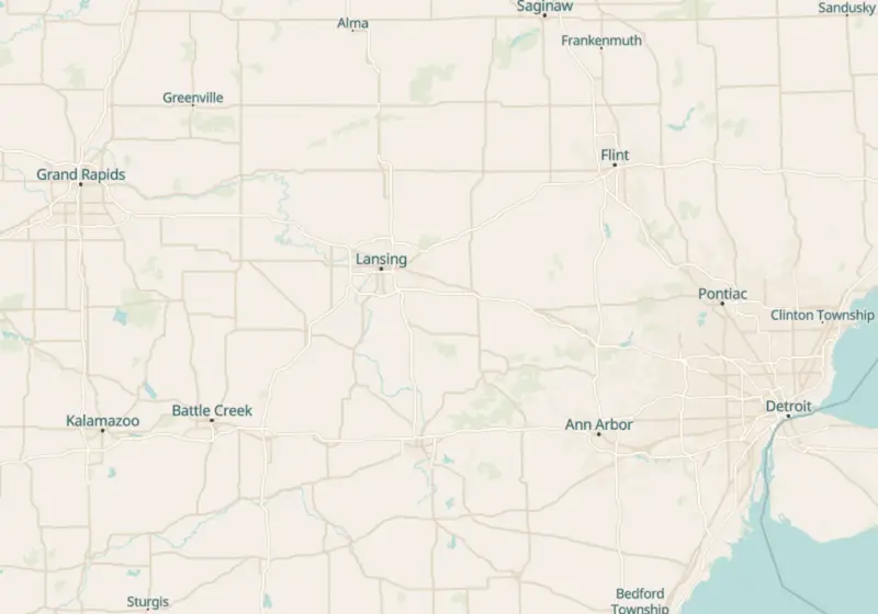 Map of Michigan metro areas with verified clinic locations