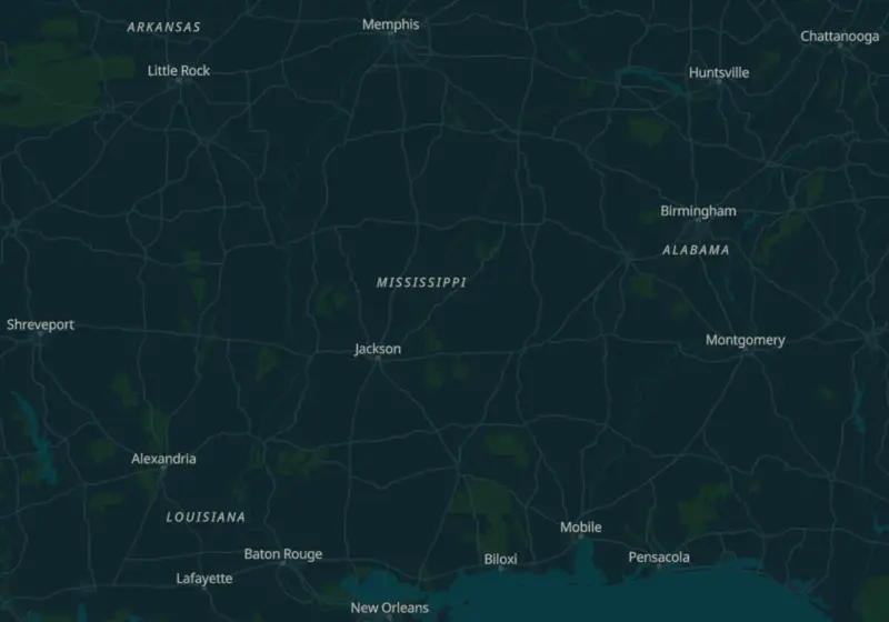 Map of Mississippi metro areas with verified clinic locations
