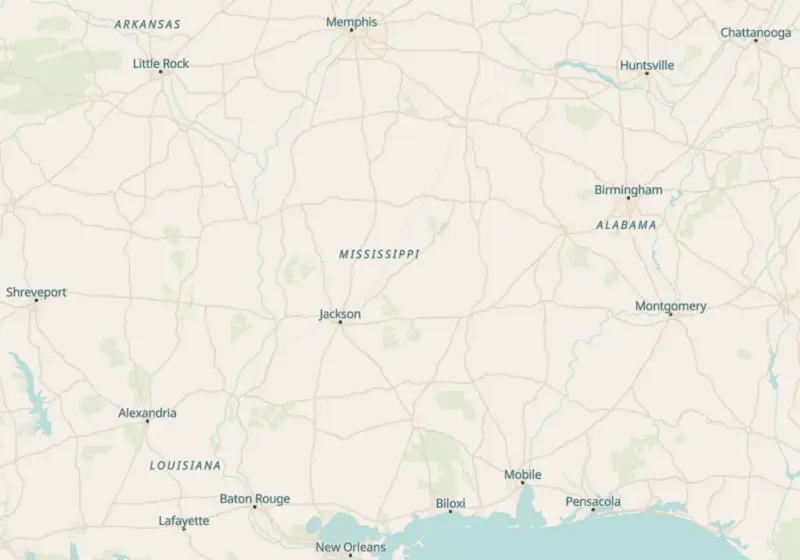 Map of Mississippi metro areas with verified clinic locations