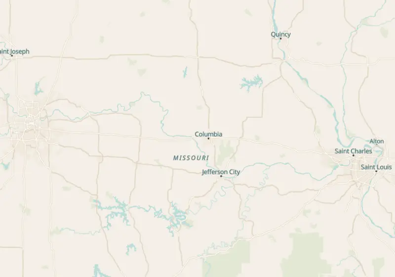 Map of Missouri metro areas with verified clinic locations