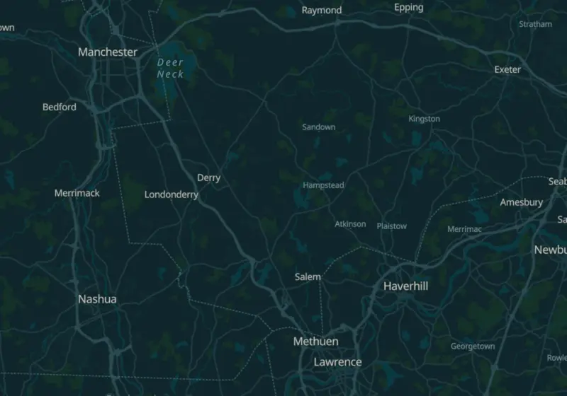 Map of New Hampshire metro areas with verified clinic locations