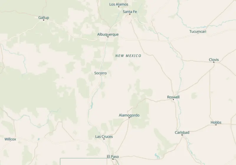 Map of New Mexico metro areas with verified clinic locations