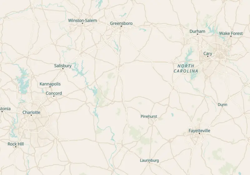 Map of North Carolina metro areas with verified clinic locations