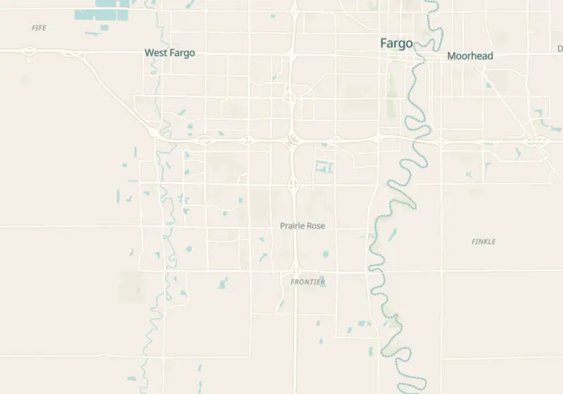 Map of North Dakota metro areas with verified clinic locations