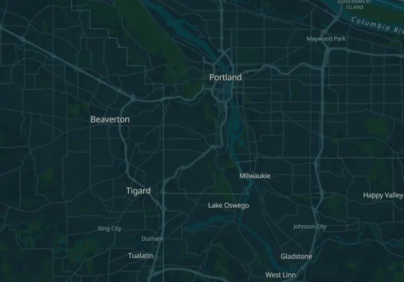 Map of Oregon metro areas with verified clinic locations