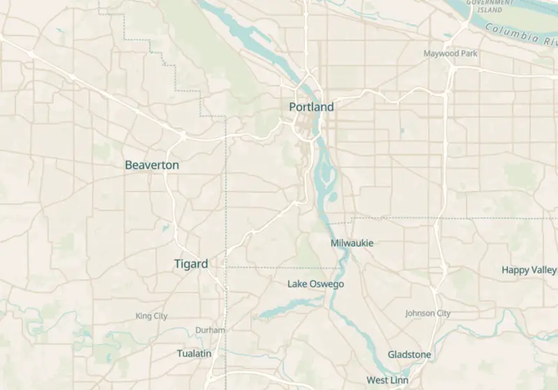 Map of Oregon metro areas with verified clinic locations