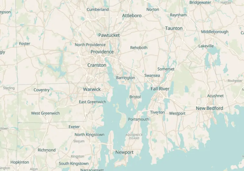 Map of Rhode Island metro areas with verified clinic locations