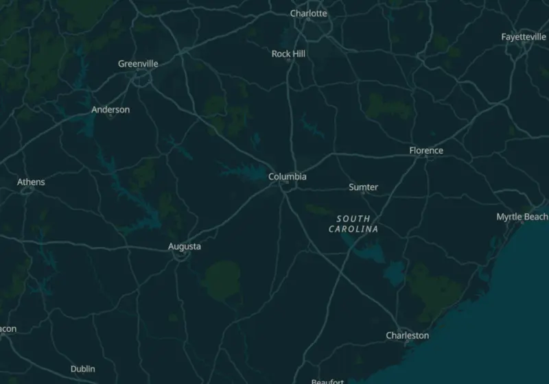 Map of South Carolina metro areas with verified clinic locations
