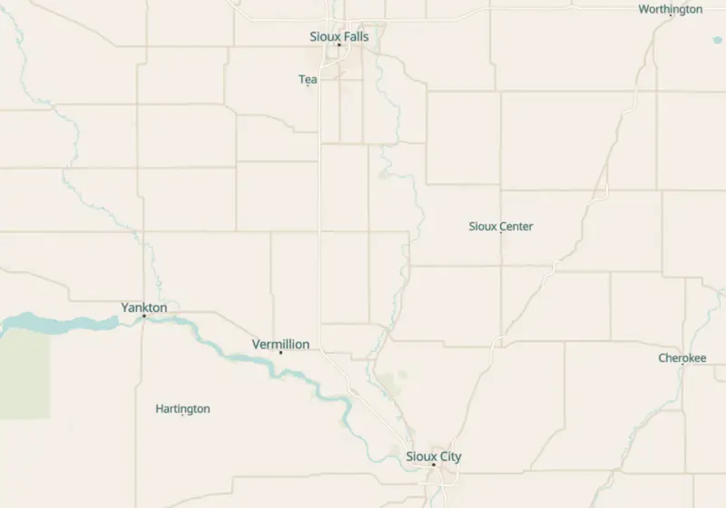 Map showing Encompass Wellness & Aesthetics in North Sioux City, SD and nearby listed clinics