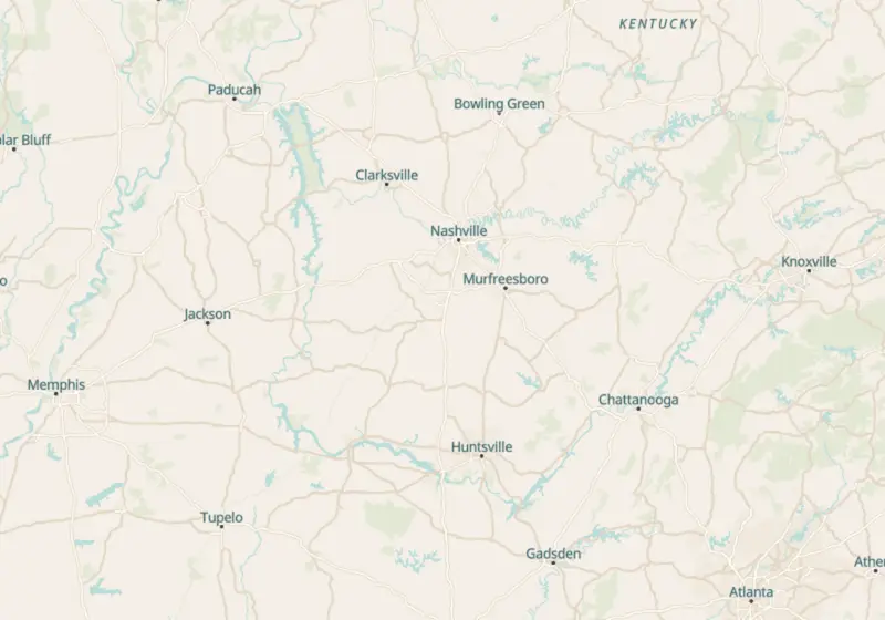 Map of Tennessee metro areas with verified clinic locations