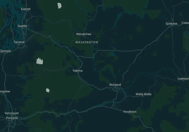 Map of Washington metro areas with verified clinic locations
