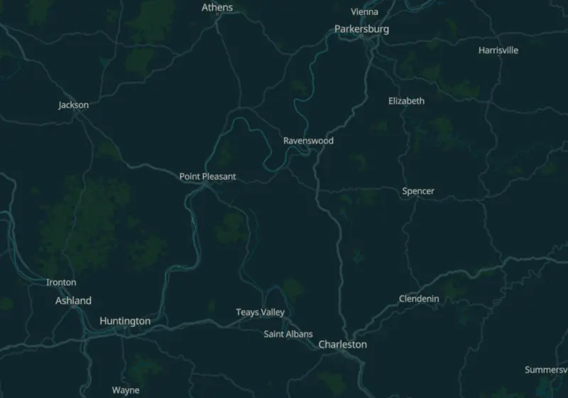 Map of West Virginia metro areas with verified clinic locations