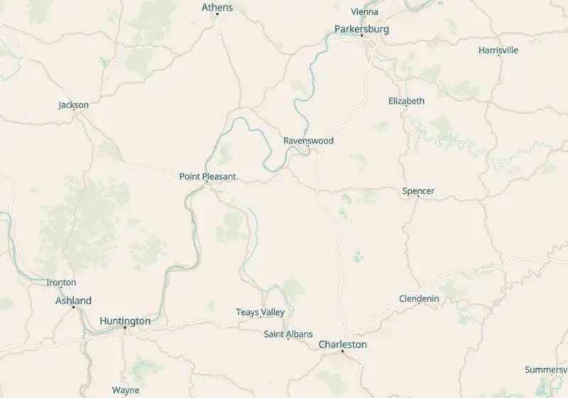 Map of West Virginia metro areas with verified clinic locations