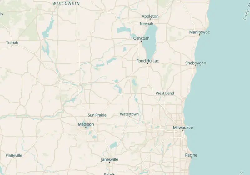Map of Wisconsin metro areas with verified clinic locations